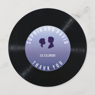 Cartão De Agradecimento Personalizado de Casamento do Registro de Vinilo R