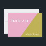Cartão De Agradecimento Personalizado do Bat Mitzvah do Bloco de Cor Verde<br><div class="desc">Cartões de agradecimentos Personalizado Bat Mitzvah,  Bat Verde,  Cor-de-Rosa Moderna e Verde-Moss</div>