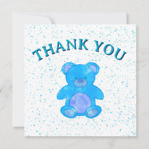 Cartão De Agradecimento Personalizado do Urso de Teddy Azul-Cinto