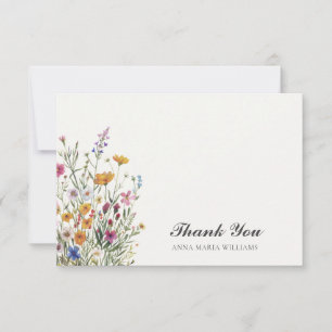 Cartão De Agradecimento Personalizado Elegante Boho Chic Floral
