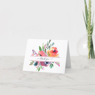 Cartão De Agradecimento Personalizado floral aquarela rosa e laranja t
