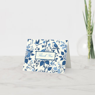 Cartão De Agradecimento Personalizado Monograma Chinoiserie Chic, Obrigado