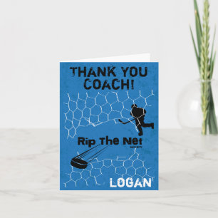 Cartão De Agradecimento Personalizado Obrigado Treinador de Hockey Rip the