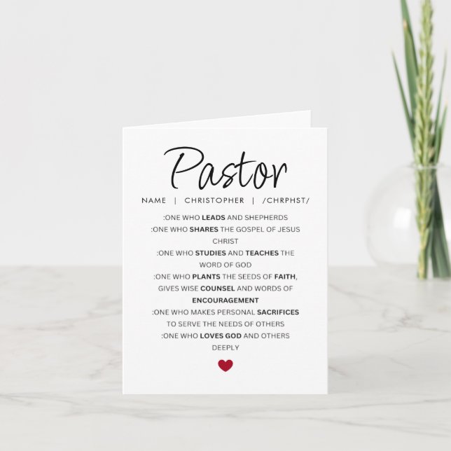 Cartão de agradecimento personalizado para Pastor (Frente)