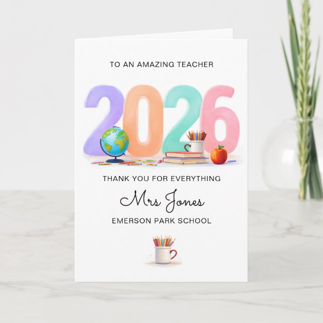 Cartão de Agradecimento Personalizado para Profess (Frente)