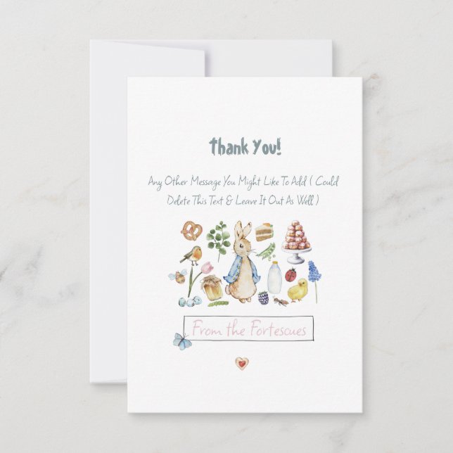 Cartão De Agradecimento personalizado peter o coelho (Frente)