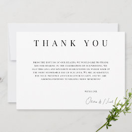 Cartão de agradecimento personalizado preto e bran