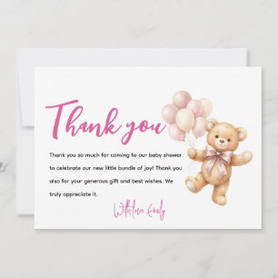 Cartão de Agradecimento Personalizado Rosa de Urso