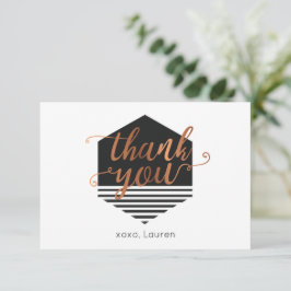 Cartão De Agradecimento Personalizado Vintage Preto & Dourado Flat Agrade
