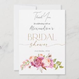 Cartão De Agradecimento Personalizar Buquê Floral de Chuveiro de Noiva