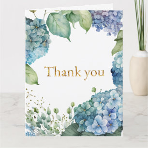 Cartão De Agradecimento Personalizar Hydrangeas Azuis do Chá de panela