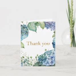 Cartão De Agradecimento Personalizar Hydrangeas Azuis do Chá de panela