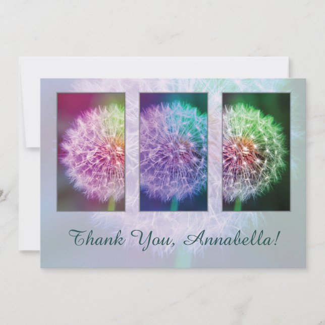 Cartão de Agradecimento Personalizável | Dandelion (Frente)