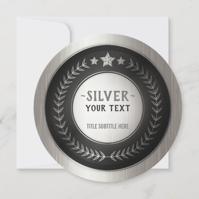 Cartão De Agradecimento PERSONALIZÁVEL IMPRESSÃO DIY MEDAL Silver Champion (Frente)