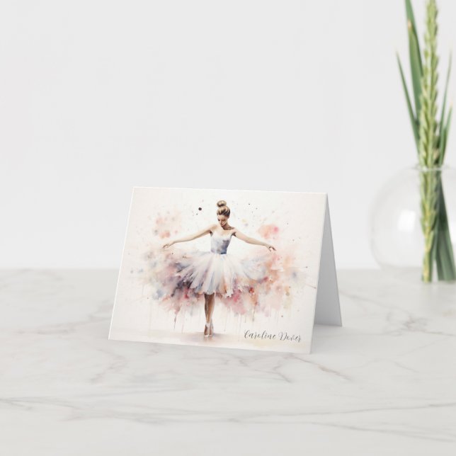 Cartão De Agradecimento Personalized Ballet Thank You Note Card Stationery (Frente)