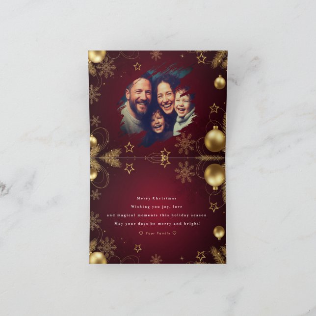 Cartão De Agradecimento Personalized Christmas Card with Custom Message (Interior)