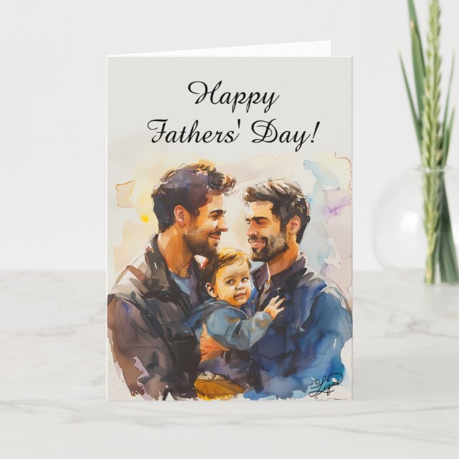 Cartão De Agradecimento Personalized Father's Day Cards for Gay Dads (Frente)