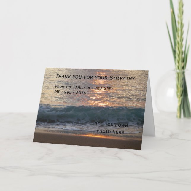 Cartão De Agradecimento Personalized funeral thank you cards - Sea at Dawn (Frente)