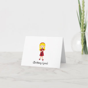 Cartão De Agradecimento Personalized Girls Stationery-Kid Playing Clarinet