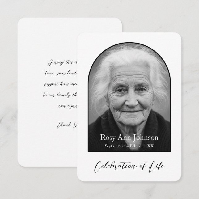 Cartão De Agradecimento Personalized Memorial Thank You Card (Frente/Verso)