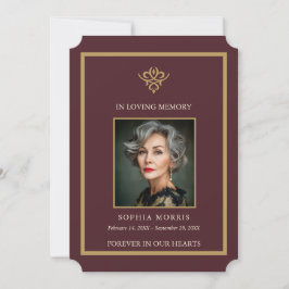 Cartão De Agradecimento Personalized Old Money Burgundy Funeral Photo