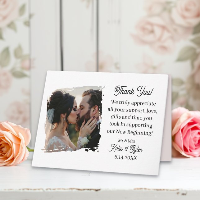 Cartão De Agradecimento Personalized Photo Template Wedding Thank You (Criador carregado)