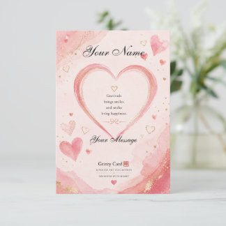 Cartão De Agradecimento Personalized Pink Heart Thank You Card