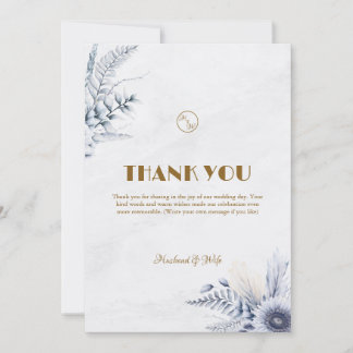 Cartão De Agradecimento Personalized Simple Blue Flowers Wedding