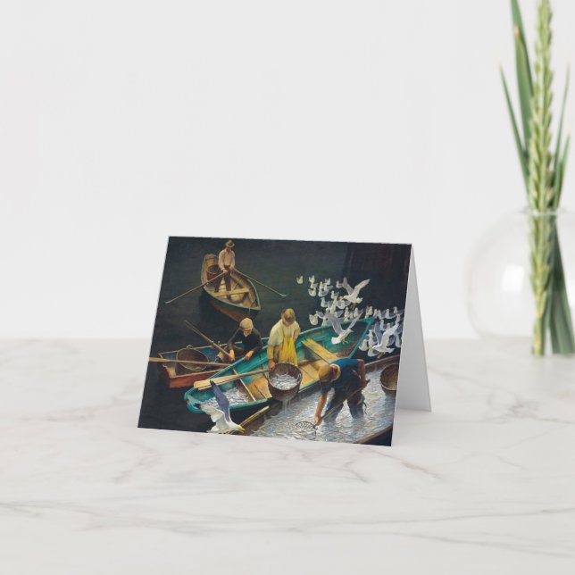 Cartão De Agradecimento Pescadores do porto escuro de Newell Convers Wyeth (Frente)