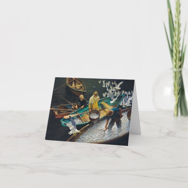 Cartão De Agradecimento Pescadores do porto escuro de Newell Convers Wyeth (Frente)