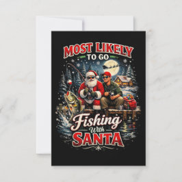 Cartão De Agradecimento Pescando com Papai Noel