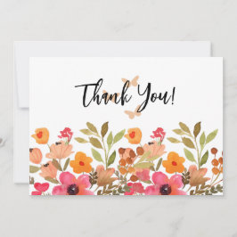 Cartão De Agradecimento Pêssegos de Aquarela e Jardim Rosa