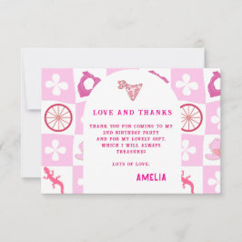 Cartão De Agradecimento Pessoalizado Vaqueira Rosa Xadrez Aniversário