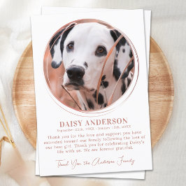 Cartão De Agradecimento Pet Dog Memorial Rose Gold Custom Photo Sympathy