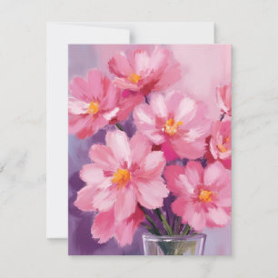 Cartão De Agradecimento Pétalas Cor-de-Rosa em Flor Pintura de Flor em A
