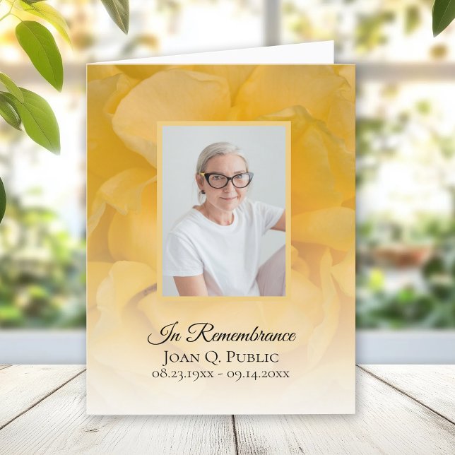 Cartão De Agradecimento Pétalas de Flor de Rosa Amarelo Simpatia Funeral (Criador carregado)