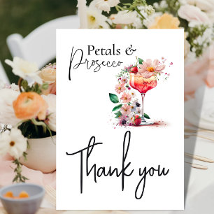 Cartão De Agradecimento Pétalas e Prosecco Brunch Floral de Chá de Noiva