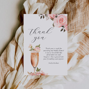 Cartão De Agradecimento Pétalas & Prosecco Chuveiro de Noiva Floral