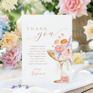 Cartão De Agradecimento Pétalas & Prosecco Floral Chá de Noiva