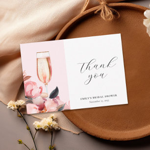 Cartão De Agradecimento Pétalas & Prosecco Floral Chá de Noiva