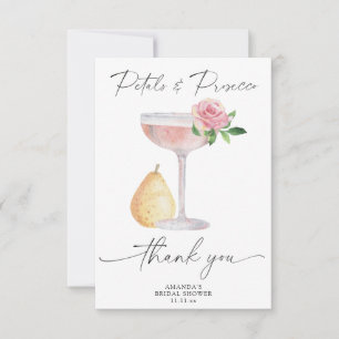 Cartão De Agradecimento Pétalas & Prosecco - obrigada chá de noiva