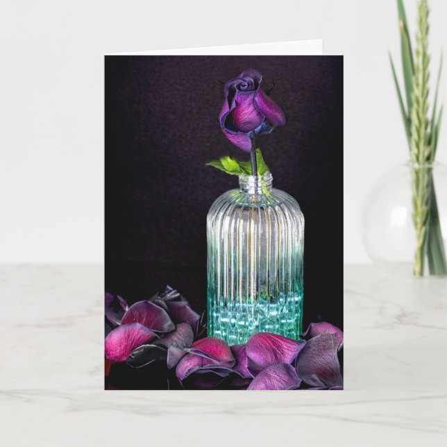 Cartão De Agradecimento Pétalas Rosa púrpura (Frente)