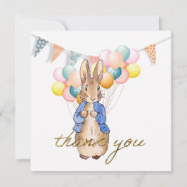 Cartão De Agradecimento Peter, balões de coelhos e bandeiras de bunting