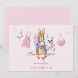 Cartão De Agradecimento Peter, o coelho com obrigado rosa