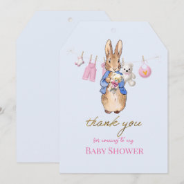 Cartão De Agradecimento Peter, o coelho com obrigado rosa
