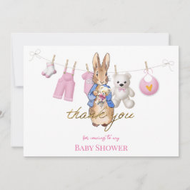 Cartão De Agradecimento Peter, o coelho com obrigado rosa