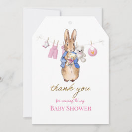 Cartão De Agradecimento Peter, o coelho com obrigado rosa
