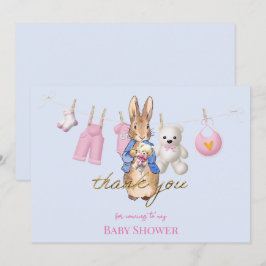 Cartão De Agradecimento Peter, o coelho com obrigado rosa