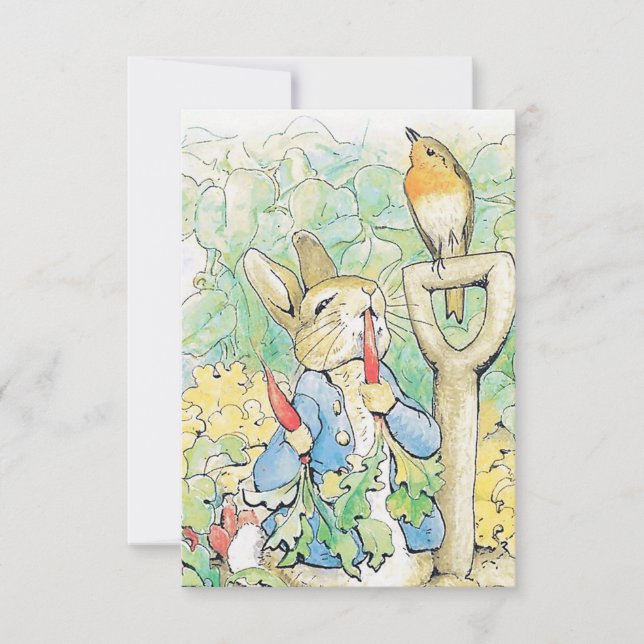 Cartão De Agradecimento “Peter Rabbit Eats a Carrot” by Beatrix Potter (Frente)
