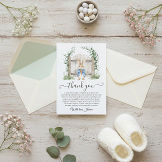 Cartão De Agradecimento Peter Rabbit Garden Gate Greenery Baby Shower 